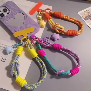 Universal Detachable <b>Braided</b> Mobile Phone Lanyard Strap Cute Star Hanging Chain Ring Cord with Patch Adjust Phone Wrist Strap - Product Image 2