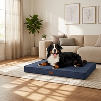 Lit pour chien en mousse à mémoire de forme écologique de qualité supérieure, avec housse brodée en tissu à technologie imperméable moderne, design personnalisé pour chats et chiens, éponge