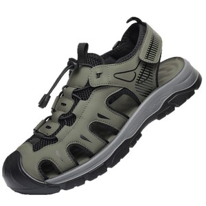 Zapatos de agua de malla para hombre, para verano, deportes al aire libre, transpirables, con cierre de velcro, verde, gris, negro - Product Image 5