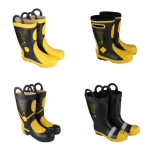 Various High Quality EN15090 Fire Fighting Safety Protective Fire Rubber Anti-puncture Fireman Boots Steel Toe