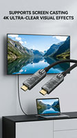 Cable de Fibra Óptica USB C 4K 60Hz, USB3.2 Gen2 10Gbps, Sincronización de Datos, Carga Rápida PD60W, Chapado en Oro, para TV HD, Monitor, Computadora