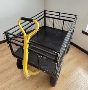 Chariot de jardin en acier personnalisable d'une capacité de 500kg avec plate-forme grillagée et roues à quatre roues OEM pour chariots à main et chariots - Product Image 3
