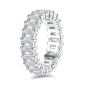custom Moissanite <b>Eternity</b> <b>Ring</b>, Round/Emerald/Princess Cut 5cttw D Color 925 Sterling <b>Silver</b> Wedding Band <b>Rings</b> for Women - Product Image 1