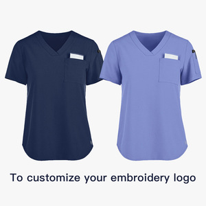 Women Scrub Set Short Sleeve V Neck Drawstring Pants Moisture Wicking Medical Uniforms For Nurses Hospital Workwear S XXL - Product Image 4