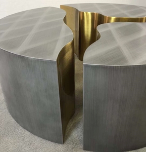 JS T133 de alta gama, muebles modernos de metal de alta tecnología, mesas de centro modulares, mezcla de oro, mesa central de latón antiguo para Villa - Product Image 3