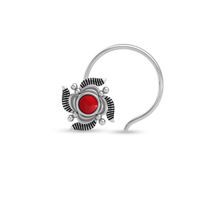 Indian Mores 925 Sterling Silver Round Garnet <b>Nose</b> <b>Pin</b> Fine Gemstone Cup Setting Minimal Indian Jewelry Women Girls B2B - Product Image 1