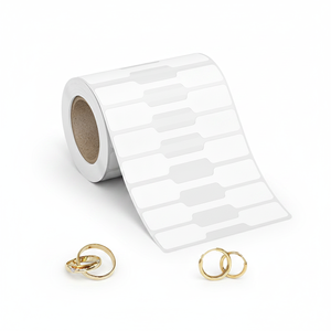 Étiquettes autocollantes imperméables en papier blanc vierges pour bijoux, rouleau d'autocollants pour l'identification des prix des colliers et des boucles d'oreilles - Product Image 1