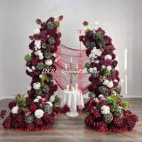 Arche florale artificielle réaliste DKB pour décoration de mariage, 6-7 pieds, arche en forme de corne, fleurs pour toile de fond de mariage, fabriquée en Chine