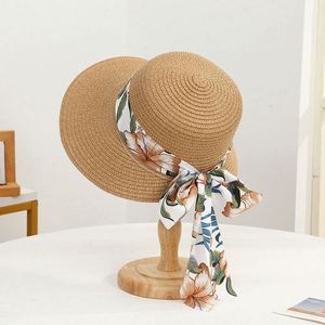 Wholesale Summer Outdoor Travel Casual Image Style Women Paper <b>Straw</b> Sun Beach Hat with Bow - Product Image 2