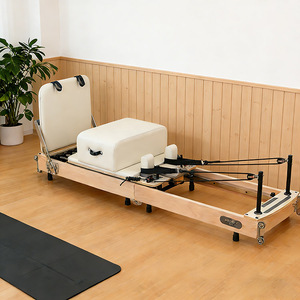 Appareil de <span class=keywords><strong>Pilates</strong></span> Reformer Pliable pour la Maison, en Bois de Chêne Cerisier, Réglable, Écologique, Durable, pour Studio de <span class=keywords><strong>Pilates</strong></span> et Bien-être - Product Image 5