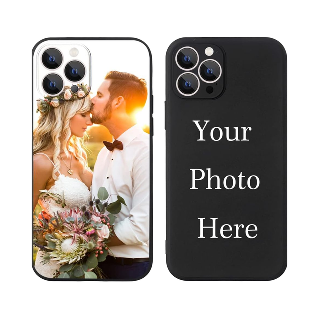 Custom Photo Black Liquid Silicone Phone Case for iPhone 16 15 14 13 12 11 Pro Max Mini Personalized Soft Gel Rubber Cover