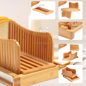 Trancheuse à pain réglable en bois <span class=keywords><strong>de</strong></span> bambou avec couteau et <span class=keywords><strong>plateau</strong></span> à miettes - Product Image 3