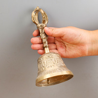 Religious Instruments Supplies Large Esoteric Buddhist Taoist Three Pure Ones Bells Brass Antique-Style Hand Bells Made China