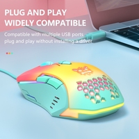 ONIKUMA CW902 Mouse Game USB Cahaya RGB, Mouse Game Komputer Makro PC DPI Tinggi