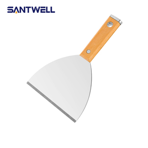 Espátula de Acero Inoxidable de Alta Resistencia / Raspador de Cemento con Mango de Madera de Abedul, Diseño Perforable para Martillo, Hoja Engrosada - Product Image 1