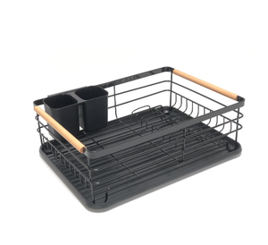 OEM&ODM Kitchen Sink ware Plate Tray Metal Dish Drying Rack With Drip Tray / organizer anti-rust plate dryer