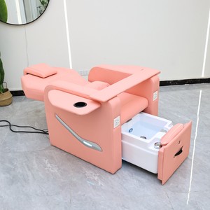Pedicure Chair Pu Leather <b>Reclining</b> Foot Spa Massage Chair With 7 Color LED Lamp Pipeless Tub For Nail Salon - Product Image 2