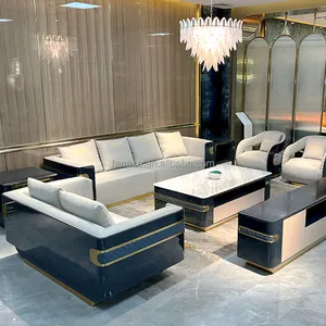 Lujo moderno ligero villa de lujo sofá de cuero diseño italiano de gama alta hotel de lujo muebles de sala de estar