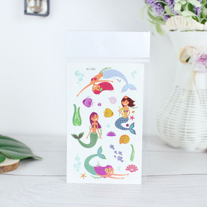 Nuovo disegno della sirena del tatuaggio temporaneo impermeabile del disegno della principessa della ragazza del pesce del fumetto piccolo adesivo del tatuaggio per le ragazze dei bambini - Product Image 2