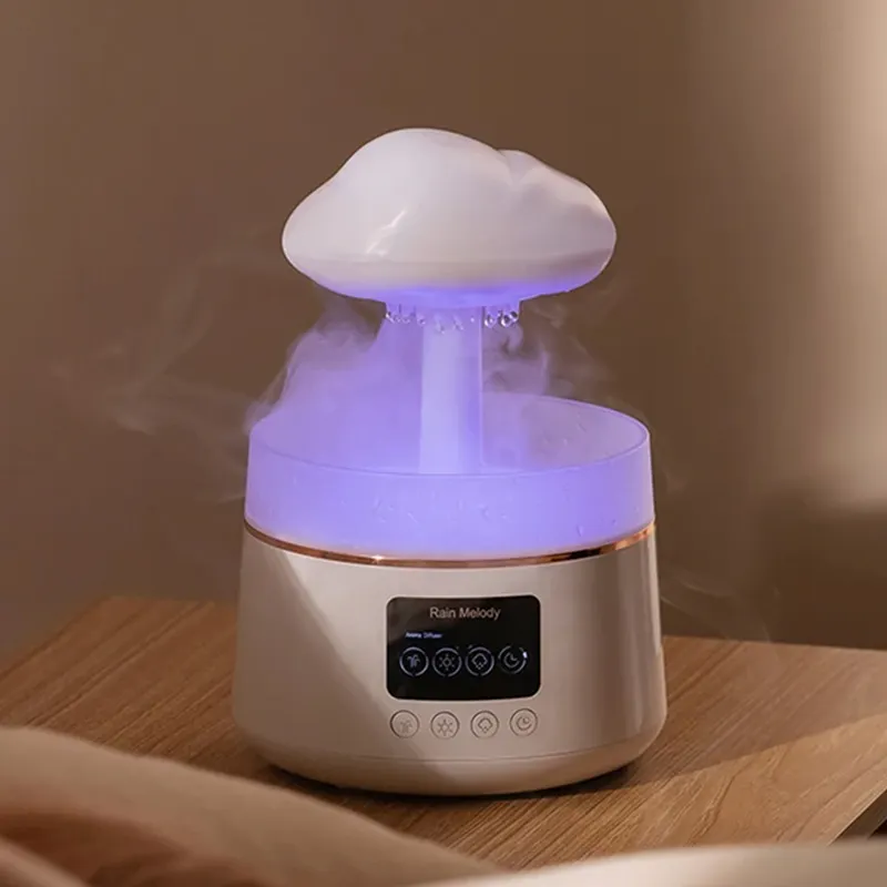 Fungo Aroma diffusore umidificatore nuvola pioggia pioggia olio umore luce notturna umidificatori con 7 colori luce notturna a LED