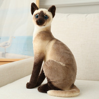 Jouets mignons doux en peluche, jouets populaires en peluche siamois, chat orange réaliste assis et couché, jouets pour enfants