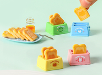 Faire semblant de jouer mini ensemble de cuisine animaux grenouille lapin ours chat grille-pain et toast résine breloques pain cuisine nourriture jouets pour enfants filles