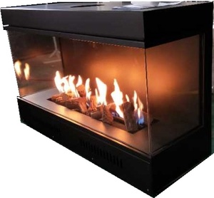 60 \ "3-mặt thép hiện đại khí lò sưởi chèn trong nhà phòng khách nước nóng trực tiếp Vent điều khiển từ xa hoạt động tự nhiên/khí Propane - Product Image 3