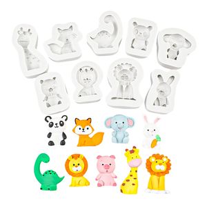 รูปร่างการ์ตูนสัตว์ป่า: ช้างยีราฟกระต่ายขนมอบเค้กซิลิโคนตกแต่ง - Product Image 1