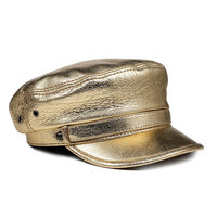 2024 Vintage Navy Captain Flat Top Beret Custom Fashion Biker Gorra de cuero con patrón bordado para deportes Viajes Pesca