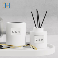 Huile parfumée de recharge C&H, motif peinture chinoise, huile essentielle parfumée pour décoration intérieure, bâtonnets diffuseurs, sans BPA, bouteille en céramique faite à la main