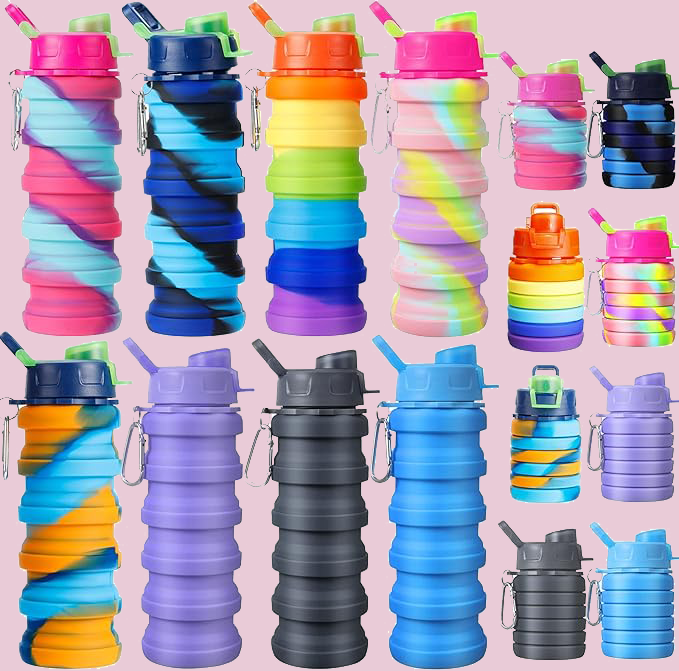 BPA Free Silicone Collapsible Water Bottle Colorful Bag Water Bottle Accessories for Camping Hiking Without Harmful Substances