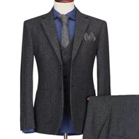 2023 Costume ODM OEM laine Tweed affaires hommes costumes robe de mariée vêtements d'hiver smoking ensembles mince costume 3 pièces hommes costumes