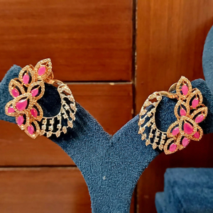 Boucles d'oreilles de mariage pour femmes, plaquées or 14 carats, avec diamants naturels taille ovale, style bohème, motif floral - Product Image 3