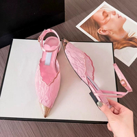 Sandales à talons hauts en dentelle pour femme, nouvelle collection été, à bout pointu et bride unique, pour l'extérieur