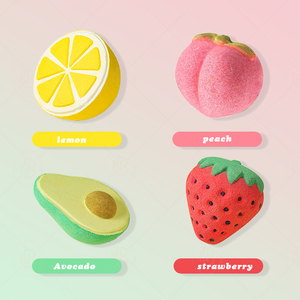 Bombes de bain artisanales véganes écologiques 100% naturelles en forme de fruits colorés 85g avec logo personnalisé pour une relaxation, une hydratation et un nettoyage relaxants, idéales pour les spas - Product Image 2