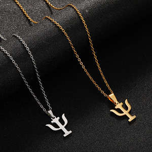 Collana con Ciondolo Trendy Dina, Nuovo <span class=keywords><strong>Simbolo</strong></span> Creativo di Psicologia, Placcata in Oro, Catena a Serpente in Acciaio Inossidabile, Accessori per Donna - Product Image 1