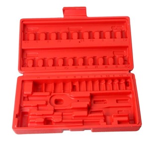46-Piece Empty <b>Tool</b> <b>Box</b> 1/4 Inch Metric Socket Set Storage Case For Mechanic Auto Repair Portable Red Blow Molded - Product Image 5