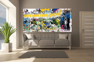 Pop Art Banksy Never Give Up Boys Graffiti Street Artwork Wall Picture pittura a olio per la decorazione domestica - Product Image 3