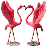 Sculpture de jardin autoportante en fibre de verre, flamant rose, faite à la main, résistante à l'eau, pour décoration extérieure, simulation d'animaux personnalisée