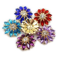 Boutons à tige en verre HFOUR de 38 mm, motif fleurs, strass, plaqués, couleur blanc clair, 3D, pour couture et décoration de vêtements DIY