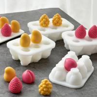 Moule en silicone Candyer de qualité alimentaire pour mini-glaces 3D aux fruits, formes fraise, pêche, mangue, pour la cuisson