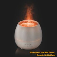 Diffuseur d'arômes d'huiles essentielles 180 ml avec sel de l'Himalaya, flamme réaliste, minuterie et brume nano, réglage du parfum pour la maison