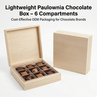 Boîte à chocolat en bois légère avec couvercle magnétique, 6 à 9 compartiments, emballage de chocolat de luxe personnalisé OEM