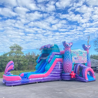 Château gonflable aquatique avec toboggan et trampoline pour filles, Henan Langko Mermaid, en PVC commercial