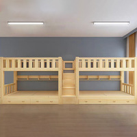Lit superposé pour tout-petits sur mesure |   Minimalisme italien, bois massif épaissi, multifonctionnel, 4500x1000x1800mm, pour les écoles maternelles