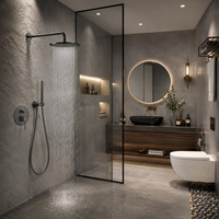 Ensemble de douche brossé en cuivre moderne à poignée unique apparente avec cartouche céramique pour usage hôtelier