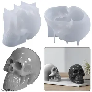 Early Riser 3D Buck tooth Head skeleton Epoxy Resin Mold Home Decorations Ornaments Casting Silicone Mould DIY Crafts Plaster