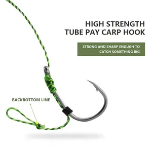 LUSHAZER 6 stks/set Karpervissen Hair Rigs Voorgeknoopte Haken met Gevlochten Lijn Tackle Accessoires Prikkeldraad Vishaken Klaar Gebonden Rigs - Product Image 3