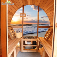 Sauna en bois massif portable panoramique pour 6 personnes, de haute qualité, à vapeur sèche moderne, avec fenêtres de transom en acier inoxydable, Cedar Lover