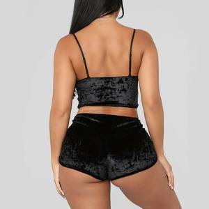 Ultimo Set di indumenti da notte in velluto da donna 2 pz pigiama Sexy con cartoni animati per estate <span class=keywords><strong>Lingerie</strong></span> taglia autunno notte - Product Image 4